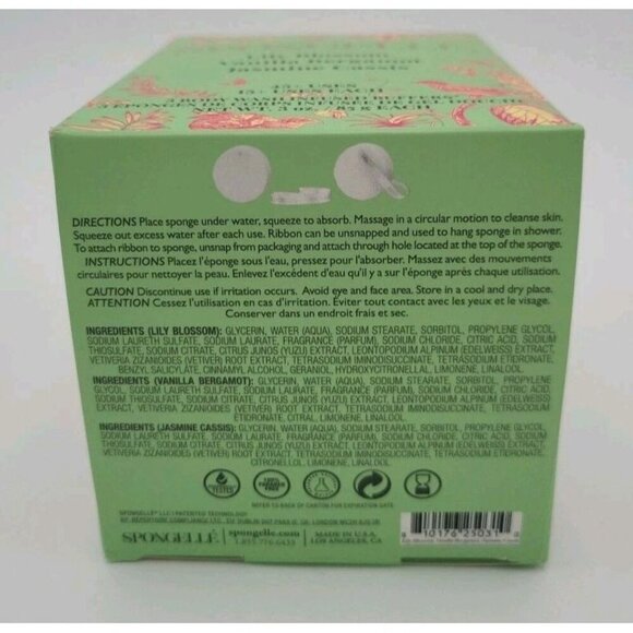 NIB Spongelle LILY BLOSSOM VANILLA BERGAMOT JASMINE CASSIS Trio 3 Buffers New - Picture 6 of 8